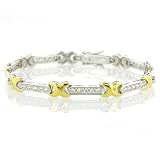Sterling Silver Two-tone 2.50 Carat Cubic Zirconia Bracelet