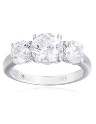 Sterling Silver Swarovski Zirconia 3cttw Round 3 Stone Anniversary Ring