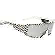 Spy Tron Sunglasses - Spy Optic Look Series Fashion Eyewear w/ Free B&F Heart Sticker Bundle - Checkers/Grey Silver Gradient