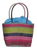 Colorful Straw / Beach / Shopper / Tote Bag Lime Small