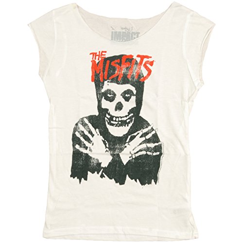 Misfits Distressed Classic Skull Print Junior's Fitted Cut Tee Shirt
