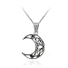 Sterling Silver Celtic Knot Crescent Moon Pendant with Rolo Chain, 18