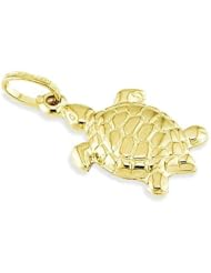 14K Yellow Italian Gold Puffy Tortoise Turtle Charm Pendant
