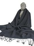 Maharanis Premium Pashminaschal 100% Kaschmir doppelt verzwirnt schwarz 90 x 200 cm