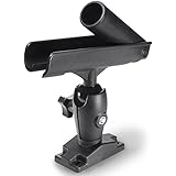 The Fishing Tree Single Fish Rod Holder (Black), 360 Degree Rotation, Ideal Pole For Kayak or Boat, Simple Installation, Tough Nylon Plastic Will Not Deteriorate