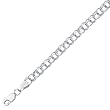 14K White Gold Double Link Charm Bracelet - 7 inches