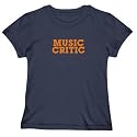 T-SHIRT WOMAN NAVY BLUE " SIMPLE WORD MUSIC CRITIC " Large