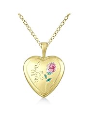 Heart Shaped Locket Style Pendant Necklace W/ I Love You Engraving For Women 14K Yellow Gold Vermei