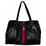 Women’s Tommy Hilfiger Shopper Handbag Black With Red/Navy