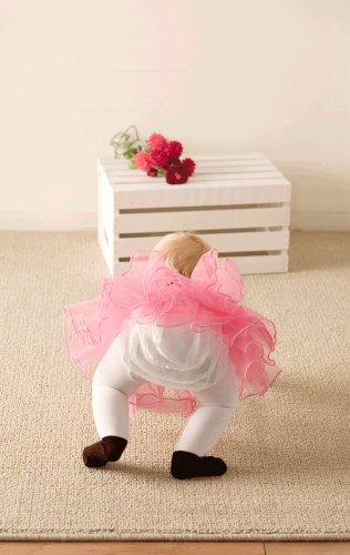 JazzyToes Mary Jane Lacy Baby Tights, White/Pink Flower, 6-12 Months