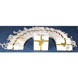 20 White Tote Bags Gold Bow Shopping Gift Display 4"