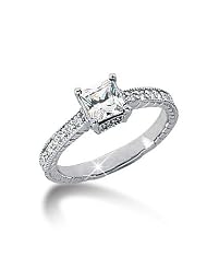 14k White Gold Princess & Round Cut Diamond Promise Engagement Ring (0.60ct.... by 