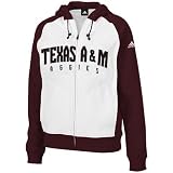 adidas Texas A&M Aggies Ladies White Two-Tone Fleece Full Zip Hoody Sweatshirt