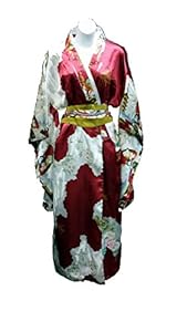 Adult Satin Kimono Robe (Burgandy)