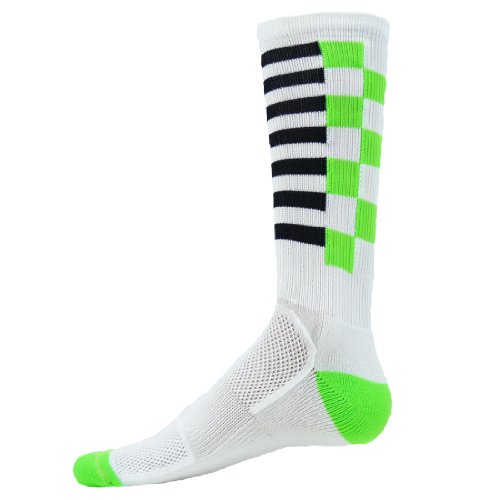 Red Lion Boxes Athletic Crew Socks ( White / Neon Green / Black - Medium )