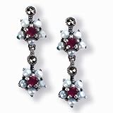 Gemini Silver Natural Seed Pearl Earrings, Ruby - by Dahlia Vintage Jewelry Collection