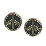 Stud Earrings Sterling Silver - Inlayed Peace Signs