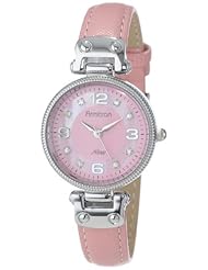 Armitron Womens 75/5080PMSVPK Silver-Tone Coin Edge Bezel Pink Leather Strap Watch