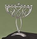Star Menorah Antique Silver