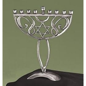 Star Menorah Antique Silver