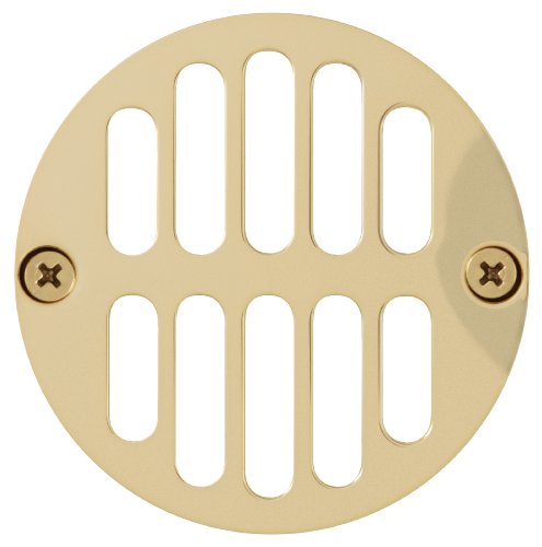 LDR 502 5200PB 2-Inch Shower Drain Grill with Screws, Polished Brass