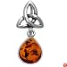 Certified Genuine Honey Amber and Sterling Silver Celtic Knot Pendant