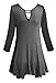 Women's Round Keyhole Neck & Back 3/4 Sleeve Loose Casual Flare Tunic Top