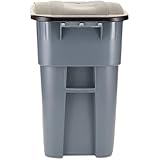 Rubbermaid Commercial Brute Rollout Container, Square, Plastic, 50 Gallons, Gray (9W27GY)