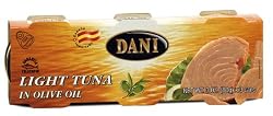 DANI Light Tuna in Olive Oil, 3-Count, 3-Ounce Easy Open Cans (Pack of 4)