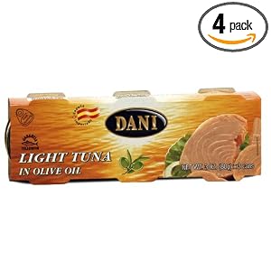 DANI Light Tuna in Olive Oil, 3-Count, 3-Ounce Easy Open Cans (Pack of 4) by DANI
