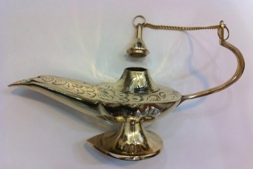 9.25" Brass Aladdin Genie Lamp: Incense Burner Decoration