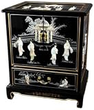 Asian Furniture & Décor - 24" Japanese Lacquered Oriental End Table / Nightstand ( Black MOP )