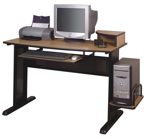 Computer Desk, in Medium Oak Finish with Black Accents By Ameriwood, computer Furniture