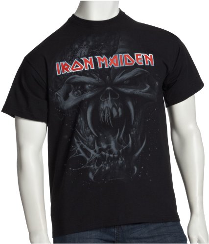 Loud Distribution Mens IRON MAIDEN – SILVER LOGO WATERMARK Black 5827TSBPX X-Large