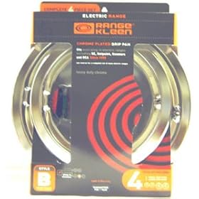 Range Kleen 119204XN GE Drip Pans Containing 2 Units each 119A, 120A, Chrome