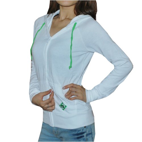 Womens DC White Sporty Hoodie Sweatshirt Jacket