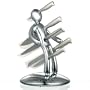 The Ex 5-Piece Knife Set with Limited Edition Chrome Holder Designed By Raffaele Iannello