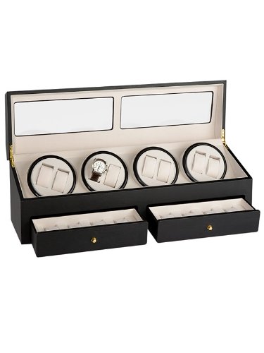 Rothenschild Accessories RS-624-8 BL Watch Winder For 8 Watches Black Leather