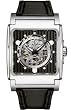 Bulova #96A113 Men's Black Leather Strap Skeleton Automatic Watch
