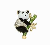 Goldtone with Rhinestone Panda Brooch Pin