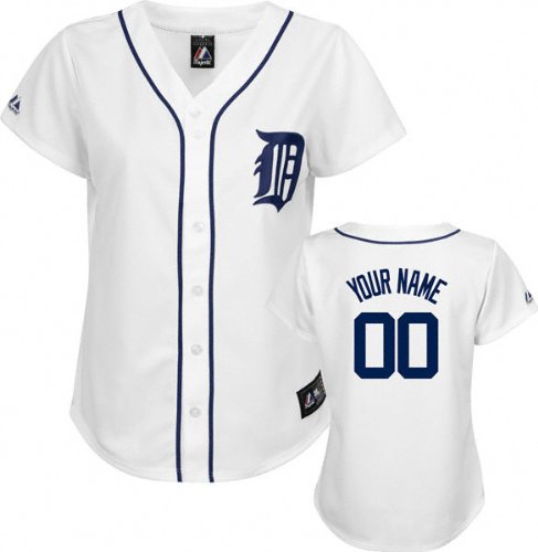 MLB Women's Detroit Tigers Replica Jersey Personalized (White, Medium)