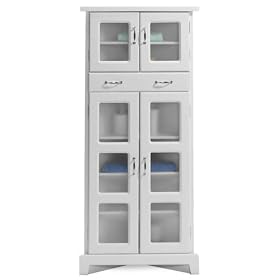 <b>Corner 4-door Cabinet W/ Drawr Glass 23.5"w White</b>