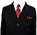 Boys Pinstripe Suit in Black with Matching Dark Red Burgundy Tie