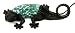 Green Stained Glass Gecko Lamp with Bronzed Metal Base