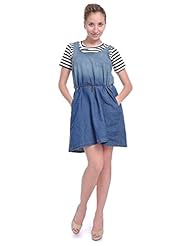 Flared-Skirt Denim  Dress