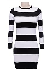 Illusion Striped Print Cotton Above the Knee Long Sleeves Bodycon Dress/Party Dress 
