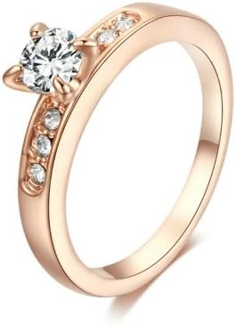 Yoursfs Used Crystal 0.3Ct Simulated Diamond Wedding Ring 18K Rose Gold Plated (8)