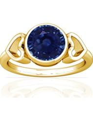 18K Yellow Gold Round Cut Blue Sapphire Womens Astrological Ring (GIA Certificate)