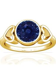 14K Yellow Gold Round Cut Blue Sapphire Solitaire Ring (GIA Certificate)
