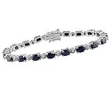 Sterling Silver 6x4mm Sapphire and Diamond-Accent Bracelet, 7'